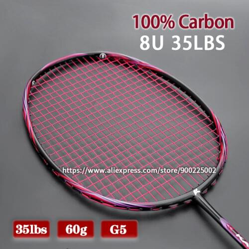 Professional Super Light 8U 65-67G Carbon Fiber Badminton Racket With String Bags Raquette Strung Offensive Type Racquet Padel