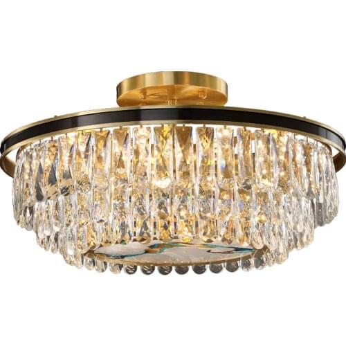Luxury K9 Crystal Ceiling Lights Home Decor Lighting Postmodern Living Room Bedroom Study Aisle Copper Ceiling Lamp Flush Mount