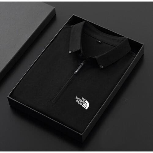 Top New Fashion Brand Polo Shirt Mens Summer Mandarin Collar Slim Fit Solid Color Button Breathable Polos Casual Men Clothing L