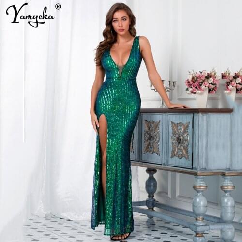 Sexy Green maxi Sequin woman dress women summer club outfits bodycon vintage Party Dress elegant Long dresses clothes vestidos