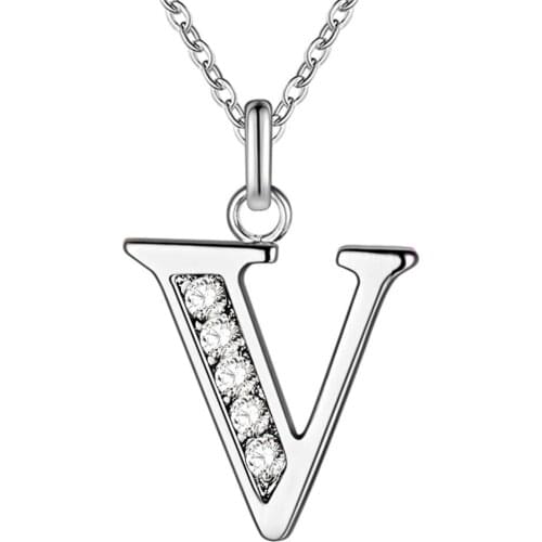 Letter V bling zircon silver plated Necklace New Sale silver necklaces & pendants /MEIYRMBS RYRMBTDE