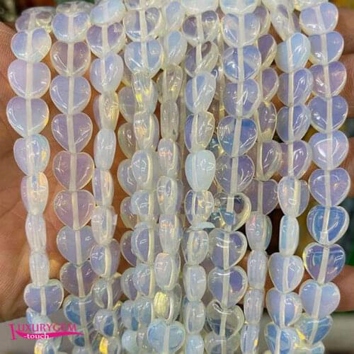 Synthesis Transparent Opal Stone Loose Beads High Quality 10mm Smooth Heart Shape DIY Gem Jewelry Accessories 38Pcs a3601