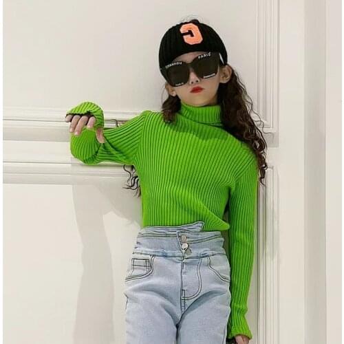 3T To 12 Years,Boys and Girls Sweater 2020 New Kids Winter Knit Tops Turtleneck Children Clothes Soft Teen Elastic,#6069