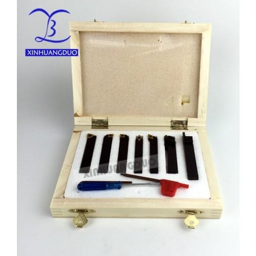 10mm 7pcs/set indexable lathe cutting tools set with insert for CNC machine, Tincoated, carbide turning tools set