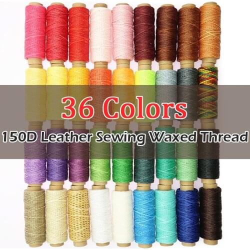 36 Colors 1mm Width 150D 50M, Leather Craft Sewing Stitching Waxed Thread, Shoe Flat Wax Wire String Hand Black Brown Yellow