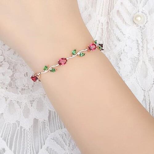 Fruit Leaf Crystal Bracelet For Women Cubic Zirconia Jewelry Leaf Charm Bracelets For Women Pulseras Mujer