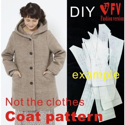 Sewing pattern womens mid-length hooded coat coat 1:1 clothing design drawing BFY-116
