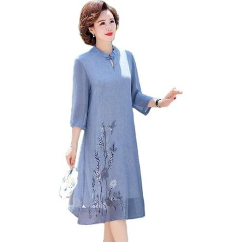 2020 Summer Modern Cheongsam Women Half sleeve Chiffon Qipao Chinese Dress Qi Pao Party Vintage Elegant Dress Plus size