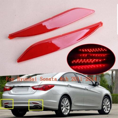 1Pair Rear LED Lens Bumper Brake Light Reflector Fit for Hyundai Sonata 8th 2011 2012 2013 2014