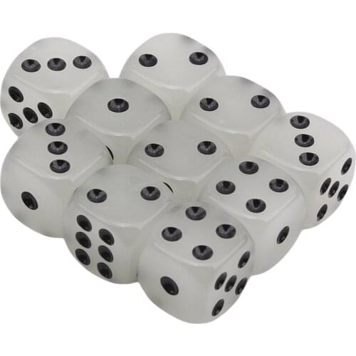 10PCS 14MM 6 Side Silver Dice-cubes Luminescent Night Light Fun Night Bar Entertainment Gaming Dices High Quality