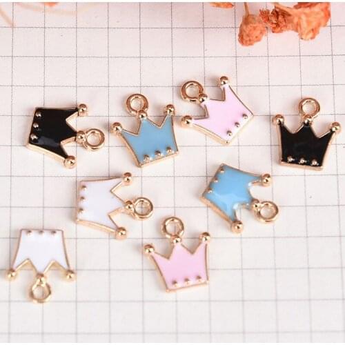 Miraculous 10Pcs Enamel Alloy Little Crown Charms Pendant Jewelry DIY Making Craft Gift For Necklace Bracelet Making Accessaries