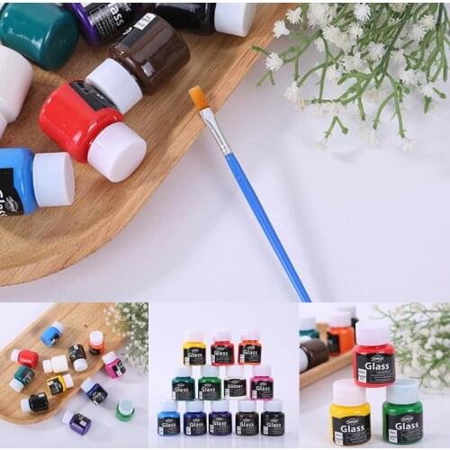 12 x 25ml Heavy Body Colors Rich Pigments Glass Paint Set for Painting Crafts K9FA