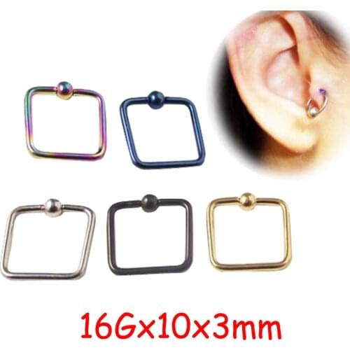 2Piece 16G Gold Black Titanium Stainless Steel Captive Bead CBR Square BCR Helix Rings Tragus Ear Piercing Body Piercing Jewelry
