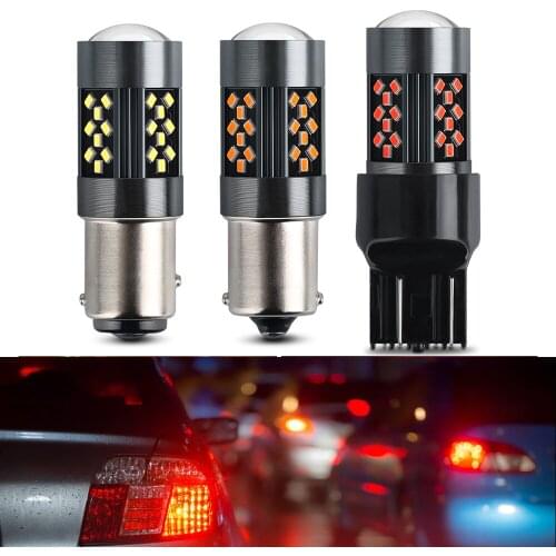New High Quality 2016SMD Car Canbus Led Lights S25 1156 BA15S 1157 Auto Brake Lamps Stop Signal Bulbs 7443 W5W P5W 5W Red Diode