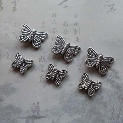30pcs/lot Antique Zinc Butterfly Spacer Beads 10mm 15mm Alloy Bracelet Earrings handmade Charms Findings DIY Jewelry Making