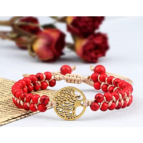 4mm Natural Stone Adjustable Charm Braided Beads Bracelets&Bangle Yoga Wrap Bohemia Handmade Fashion Jewelry for Women Men Gifts