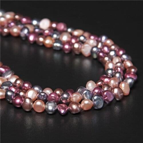 5-6mm Mixed Natural Pearl Beads Rose Pink Silver Color Freshwater Baroque Pearl Beads For Jewelry Making DIY Irregular 14"Strand