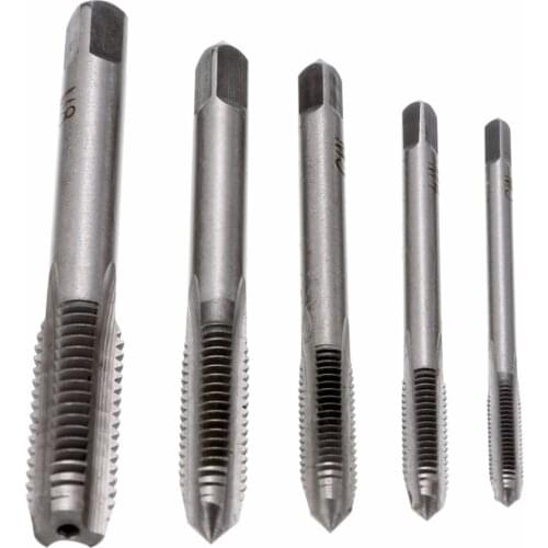 5pcs HSS Machine Screw Thread Metric Plug Tap Screw Taps M3 M4 M5 M6 M8 Set Spiral Point Straight Fluted Screw Thread Tap Drill