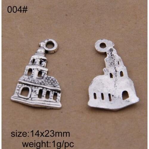 50pcs/lot 14x23mm Antique Silver Plated Alloy Castle Charms Pendant Fit For Jewelry Findings