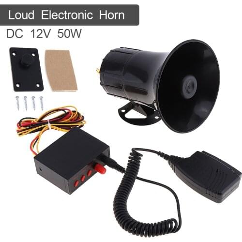 50W 12V 3 Sound Car Electronic Warning Siren Motorcycle Alarm Firemen Ambulance Loudspeaker with MIC Microphone for Cars