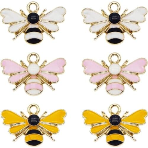 6pcs/pcs Fashion Animals charms for jewelry making Enamel Bee Drop Earrings Pendant Handmade Accessories Brooch Pins Keychain