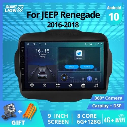 2DIN Android 10.0 Car Radio For Jeep Renegade 2016-2018 GPS Navigation Auto Radio DSP Stereo Receiver Car Multimedia Player IGO