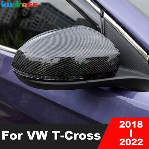 Rearview Mirror Cover Trim For VW For Volkswagen T-Cross 2018 2019 2020 Carbon Fiber Car Rear View Mirrors Frame Sticker