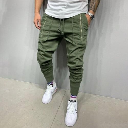 2021 New Cargo Pants Men Green Fashion Casual Pencil Trousers Multi-Pocket Zipper Hip Hop Style Men Harem Pants Joggers