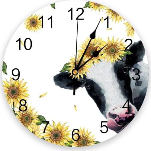 Country Style Sunflower Cow 3D Wall Clock Modern Design Living Room Decoration Kitchen Clock Art Wall Watch Home Decor