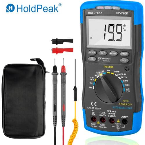 HoldPeak HP-770K Digital Automotive Multimeter car Engine Analyzer Hanhold Tester Diode/HFE/NCV/Continuity Buzzer Measuring Tool