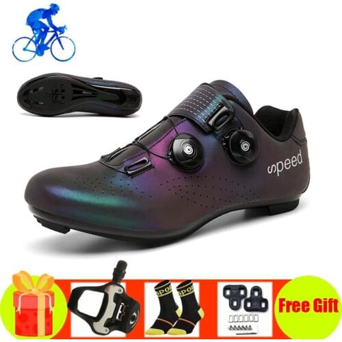 Men Cycling Sneakers Women Cycling Shoes Add SPD-SL Pedals Breathable Self-Locking Road Bike Athletic Racing Bicycle Sneakers