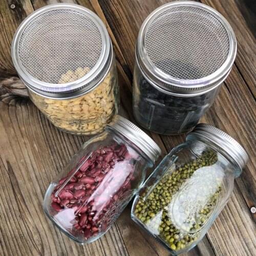 Sprouting Jar with Stainless Steel Screen Lid Wide Mouth Quart Mason Sprouter T8WB