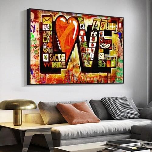 Street Art Graffiti Red LOVE Canvas Painting Modern Abstract Posters and Print Wall Art Picture for Living Room Home Decoration