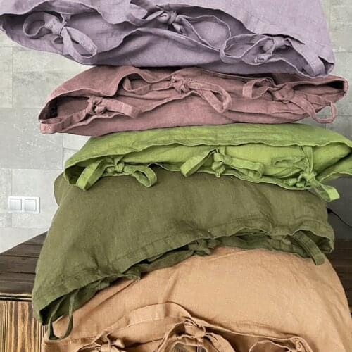 Queen/KING 100% Linens Pillow Case Bedding Nature Flax Pillowcase Smooth Home White Black Grey Khaki Sky Blue Pink Sliver