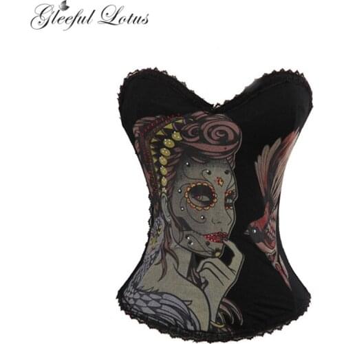 Black waist Trainer corsets shapewear printing corset corselet fajas waist trimmer slimming belts cotton overbust and corsets