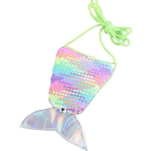 Princess Mermaid Sequins Coin Purse Lady Lanyard Coin Bag Girl Small Wallet Children Messenger Bag Women Purse Children