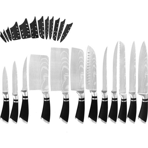 Kitchen knife Chef Knives Japanese 7CR17 440C High Carbon Stainless Steel Imitation Damascus Sanding Laser Knife