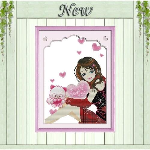 Hold on wonderful beauty girl painting counted print on canvas DMC 11CT14CT Chinese Cross Stitch kits embroidery needlework Sets