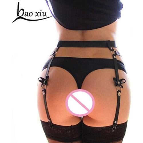 New Personality women Sexy Leather Bowknot belts Body Leg Bondage Cage Punk Sculpting Harness Waist Belt Straps Betl Accessories