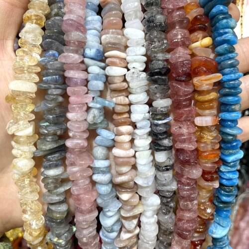 Wholesale Natural Stone Irregular Crystal Aquamarines Tourmaline Spacer Rondelle Beads DIY Bracelet Necklace Accessories 3-12mm