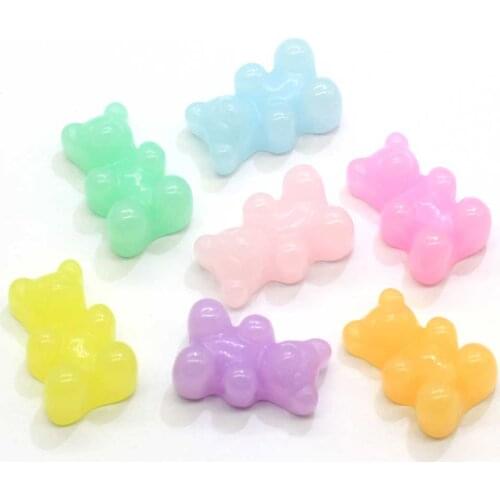 Pastel Colorful Cartoon Gummy Bear Candy Resin Flat Back Cabochons Accessories For Girl Hair Bow Center Photo Decor Crafts DIY