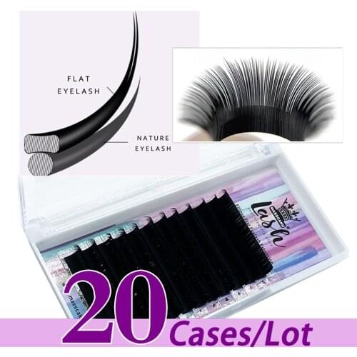 20case/lot Manufacture 8-18mm cashmere flat lashes premium quality flat lash korea material single soft flat eyelash extension