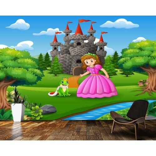 Custom wallpaper for children.Princess and the frog prince mural for living room bedroom wall waterproof PVC wallpaper