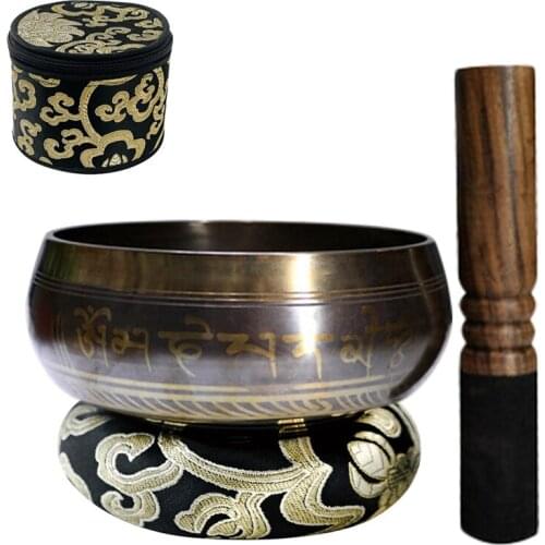 Hot-Tibetan Singing Bowl Set with New Dual-End Stroker Cushion Handcrafted in Nepal for Meditation Healing and Mindfulness
