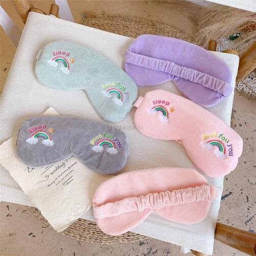 Girls heart rainbow embroidery face wash headband can be used as eye mask cute makeup mask headband accessories