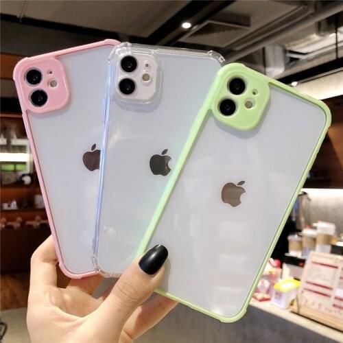 LUPWAY Transparent Candy Color Phone Case For iPhone 11 12 Pro Max X XR XS Max 12 Mini SE 2020 7 8 Plus Shockproof Back Cover