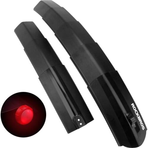 ROCKBROS Telescopic Mountain Bike Fender Folding Adjustable MTB Bicycle Mudguard Quick Release Cycling Fender With Taillight