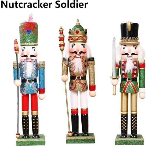 Christmas Decoration Gift 30CM Wooden Painted Nutcracker Puppet Desktop Ornaments Handcraft Nutcracker Soldiers Doll