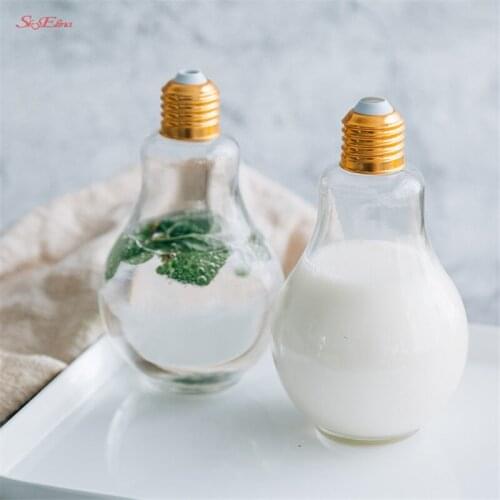 Sky Elina 1pcs creative fashion plastic bulb Bottles with lid juice drink DIY Design decoration 5zSH930