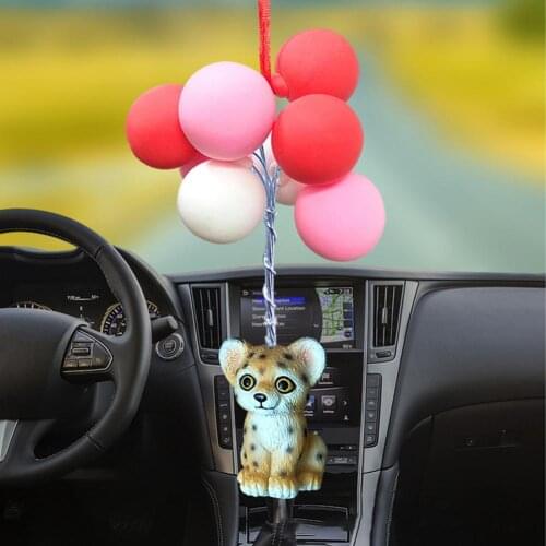 Creative Car Pendant 3D Cartoon Animal Cat Shape Resin Colorful Balloon Hanging Ornament Decoration for Gifts